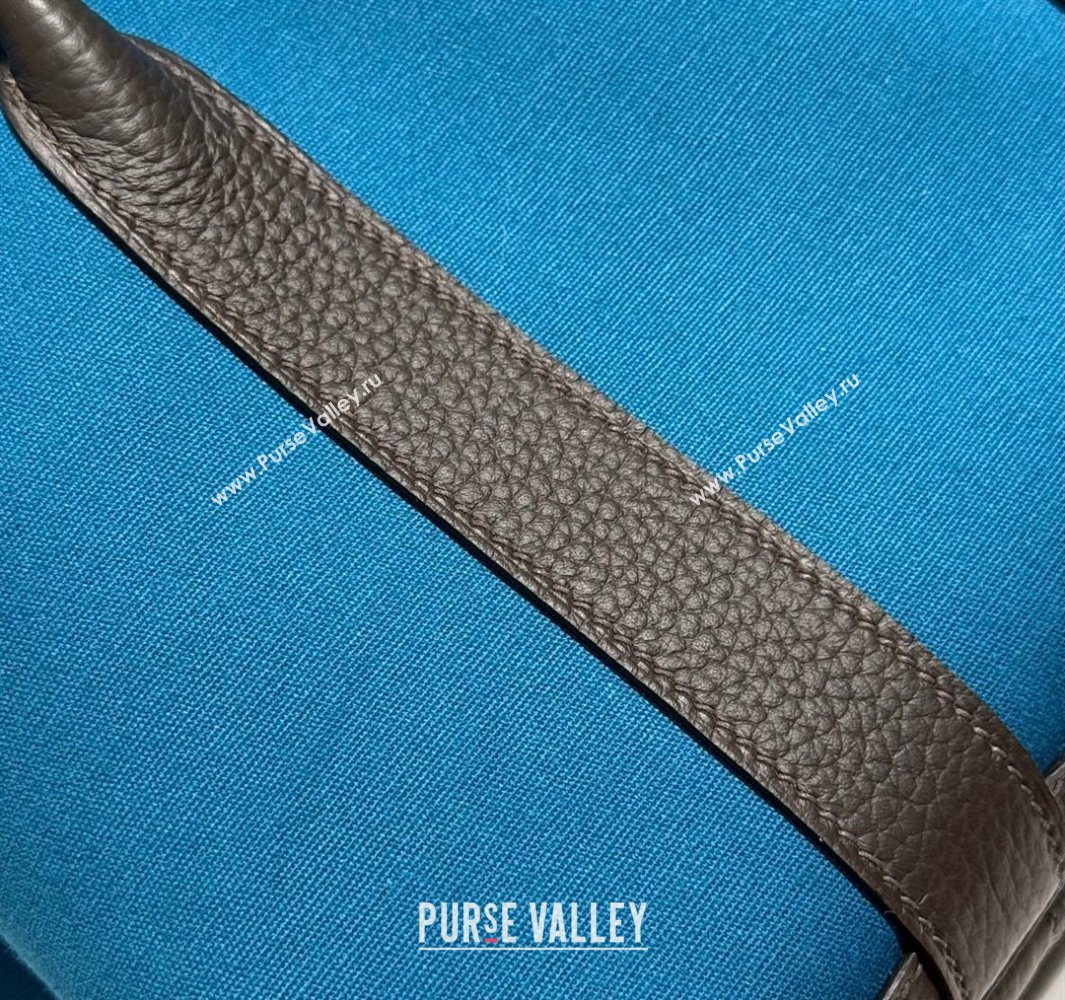 Hermes Garden Party Bag 30cm in Canvas and Grained Leather Prussia Blue/Ebony 2025 (Half Handmade) (FL-250522078)