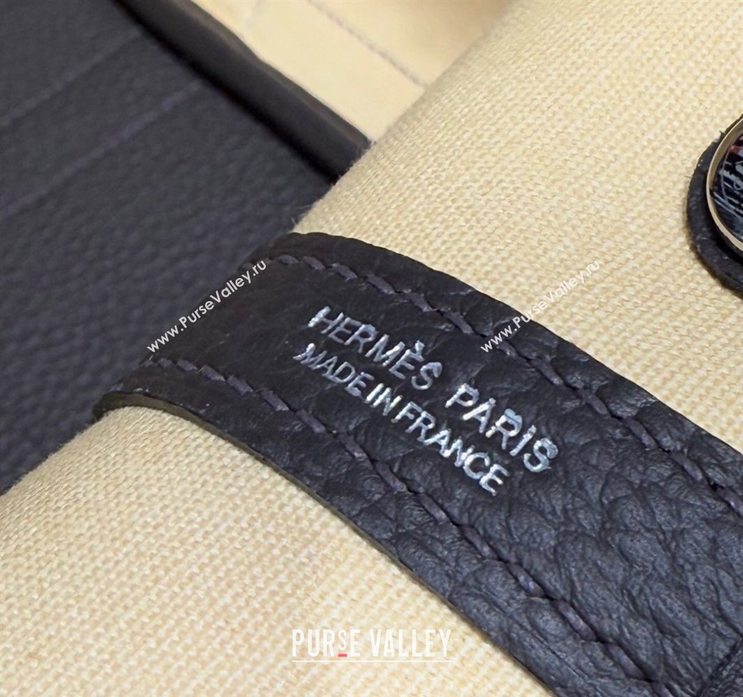 Hermes Garden Party Bag 30cm in Canvas and Grained Leather Milton Yellow/Ebony 2025 (Half Handmade) (FL-250522079)