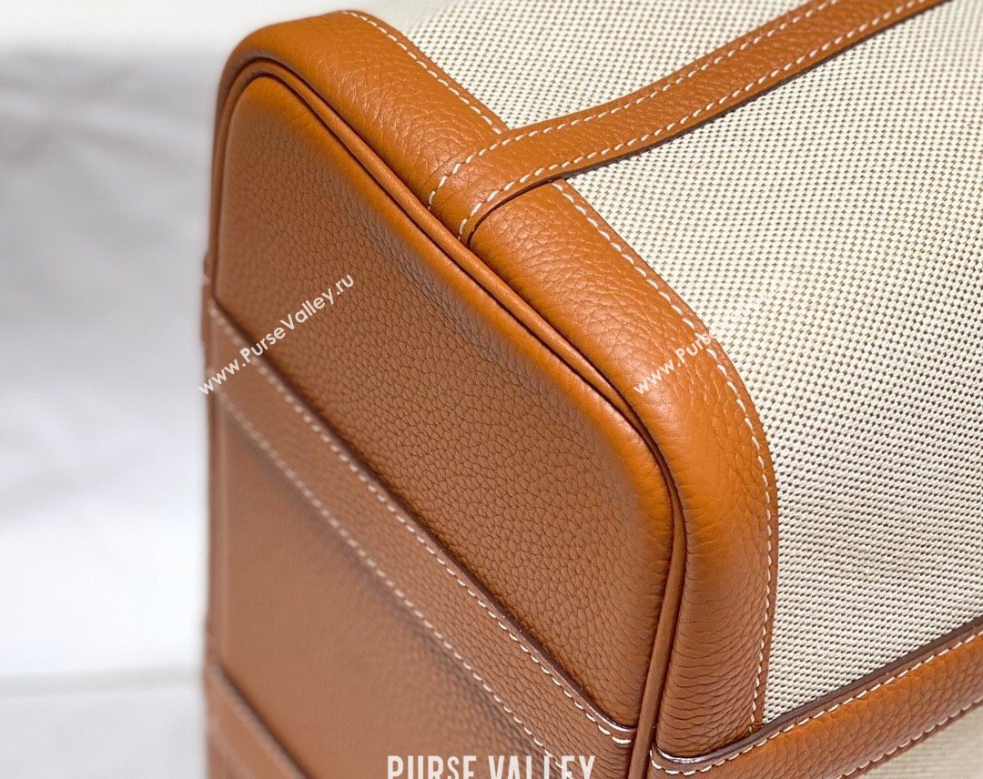 Hermes Garden Party Bag 30cm in Canvas and Grained Leather Beige/Brown 20250522 (FL-250522065)