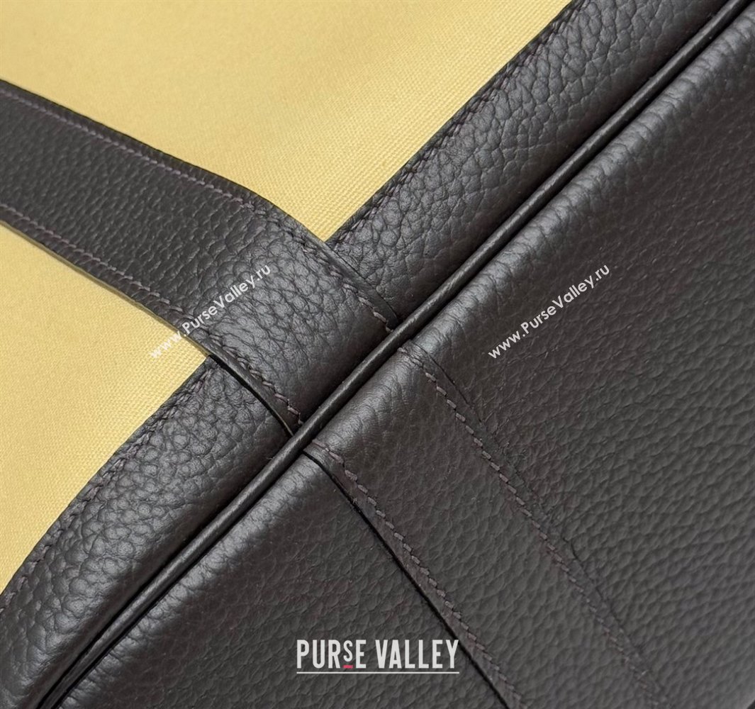 Hermes Garden Party Bag 30cm in Canvas and Grained Leather Milton Yellow/Ebony 2025 (Half Handmade) (FL-250522079)