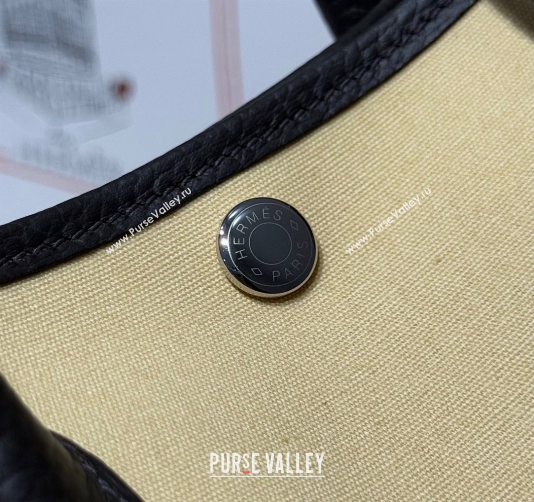 Hermes Garden Party Bag 30cm in Canvas and Grained Leather Milton Yellow/Ebony 2025 (Half Handmade) (FL-250522079)