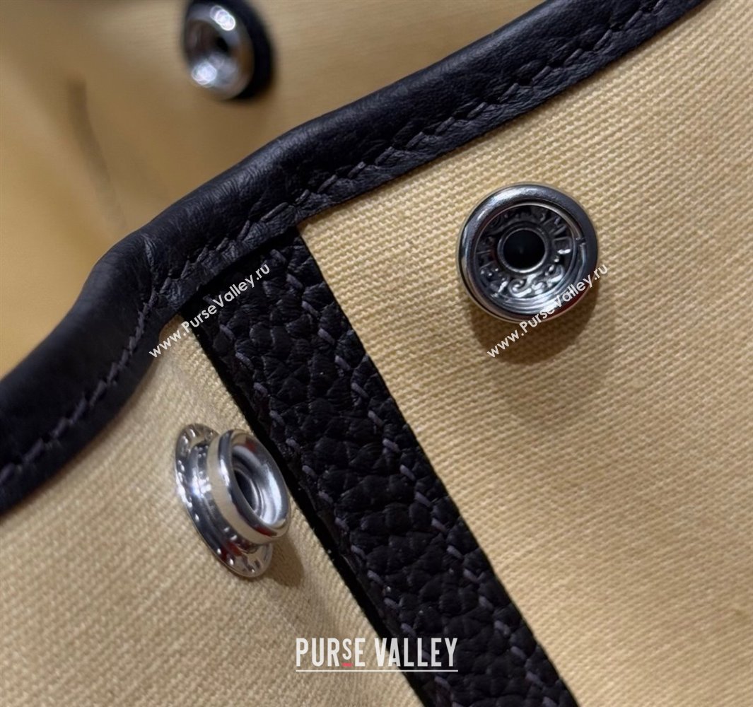 Hermes Garden Party Bag 30cm in Canvas and Grained Leather Milton Yellow/Ebony 2025 (Half Handmade) (FL-250522079)