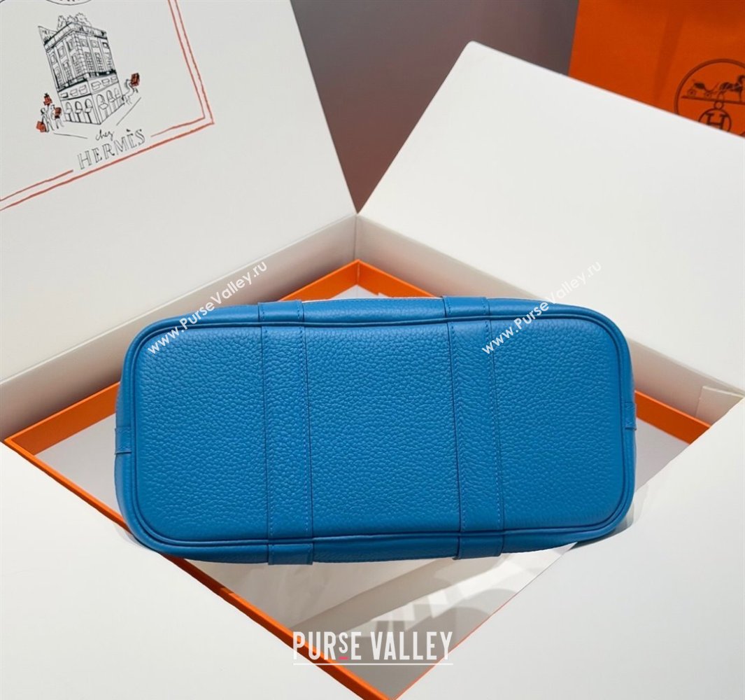 Hermes Garden Party Bag 30cm in Canvas and Grained Leather Glacier White/Tanzania Blue 2025 (Half Handmade) (FL-250522080)