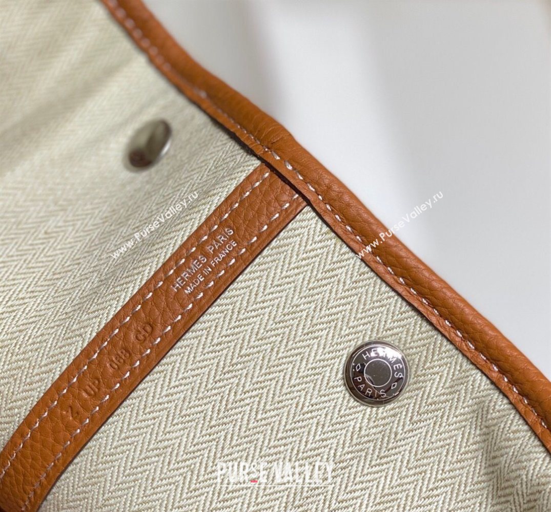 Hermes Garden Party Bag 30cm in Canvas and Grained Leather Beige/Brown 20250522 (FL-250522065)