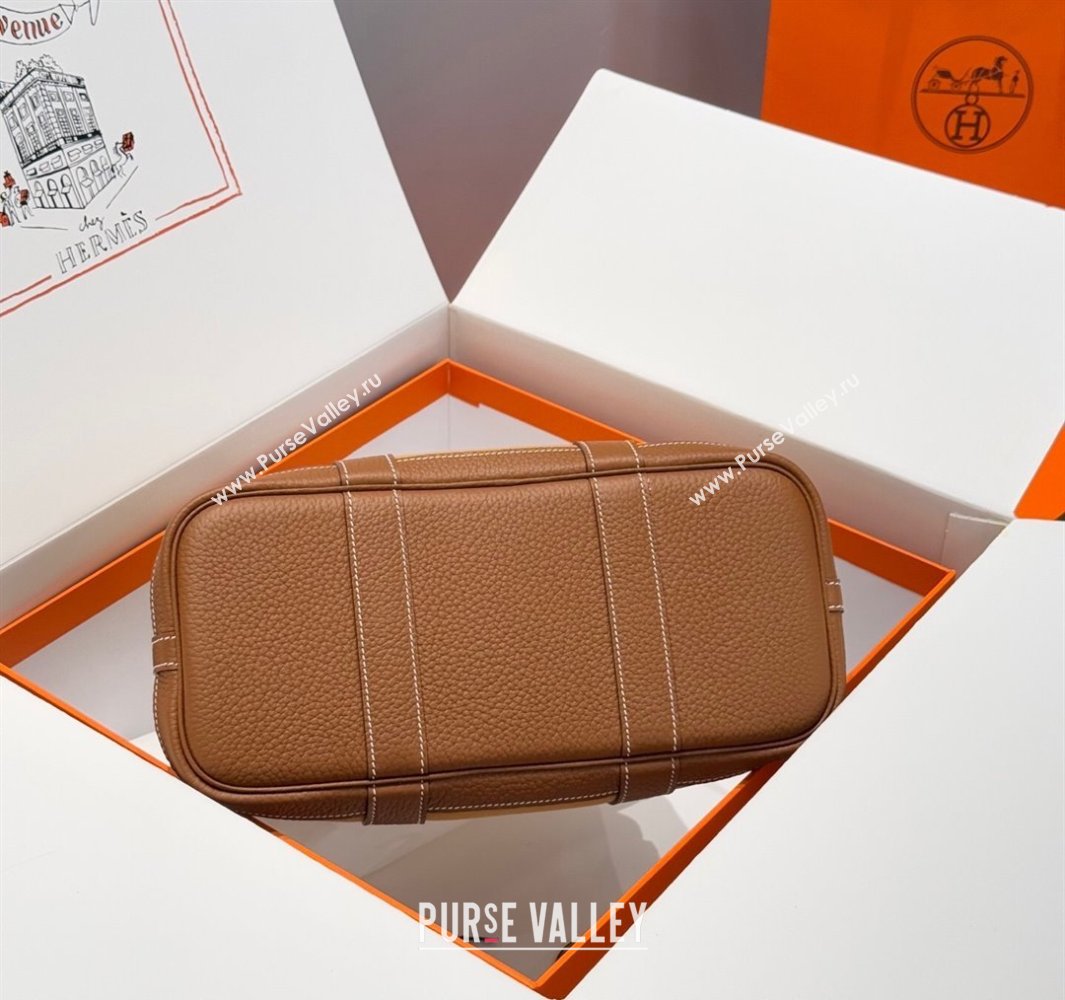 Hermes Garden Party Bag 30cm in Canvas and Grained Leather Golden Brown 2025 (Half Handmade) (FL-250522081)