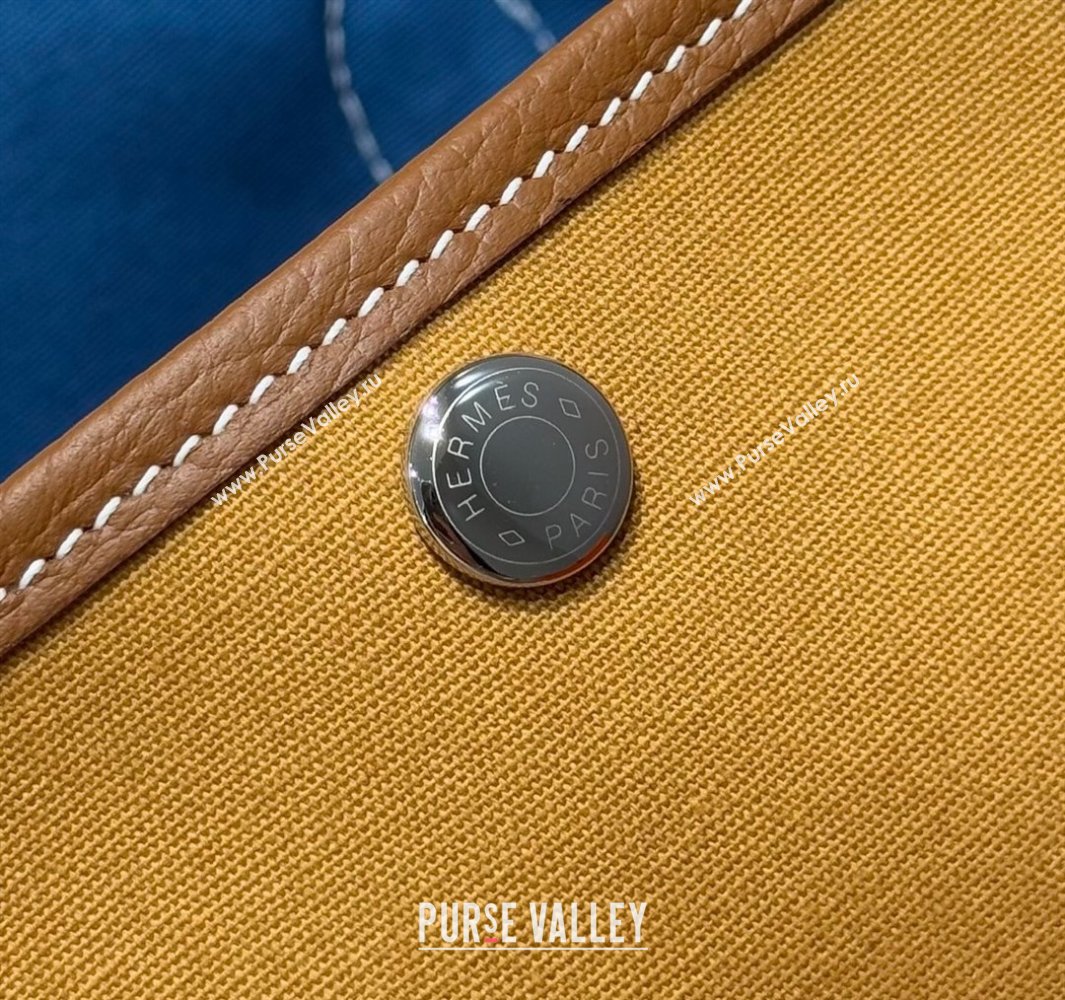 Hermes Garden Party Bag 30cm in Canvas and Grained Leather Golden Brown 2025 (Half Handmade) (FL-250522081)