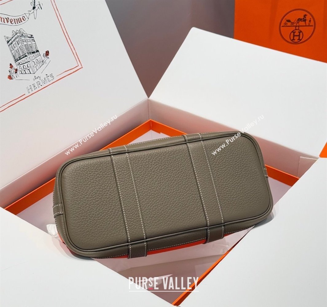 Hermes Garden Party Bag 30cm in Canvas and Grained Leather Elephant Grey/Orange 2025 (Half Handmade) (FL-250522082)