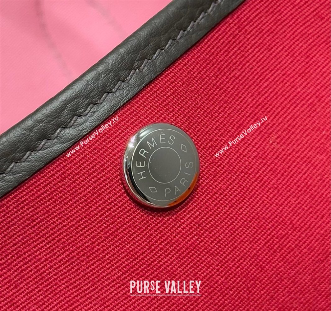 Hermes Garden Party Bag 30cm in Canvas and Grained Leather Hermes Red/Ebony 2025 (Half Handmade) (FL-250522083)