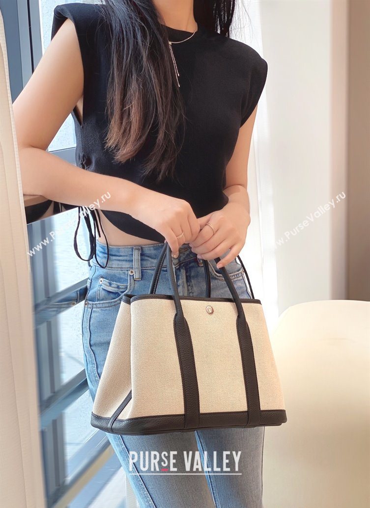 Hermes Garden Party Bag 30cm in Canvas and Grained Leather Beige/Black 20250522 (FL-250522066)