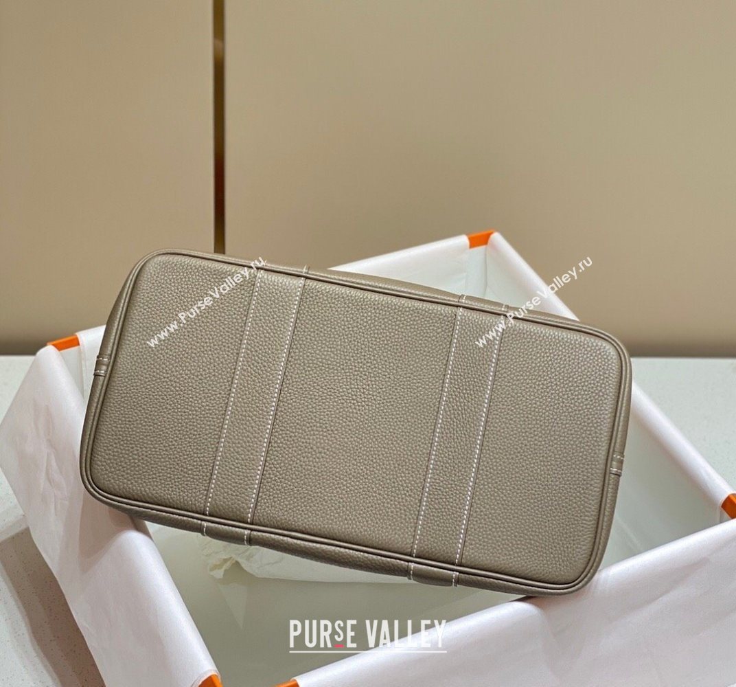 Hermes Garden Party Bag 36cm in Canvas and Grained Leather Beige/Elephant Grey 20250522 (FL-250522067)