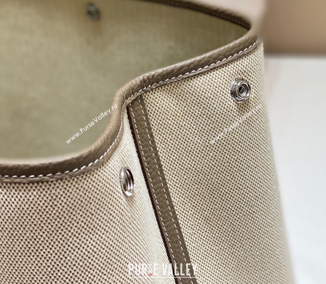 Hermes Garden Party Bag 36cm in Canvas and Grained Leather Beige/Elephant Grey 20250522 (FL-250522067)