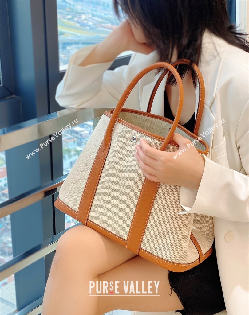 Hermes Garden Party Bag 36cm in Canvas and Grained Leather Beige/Brown 20250522 (FL-250522068)