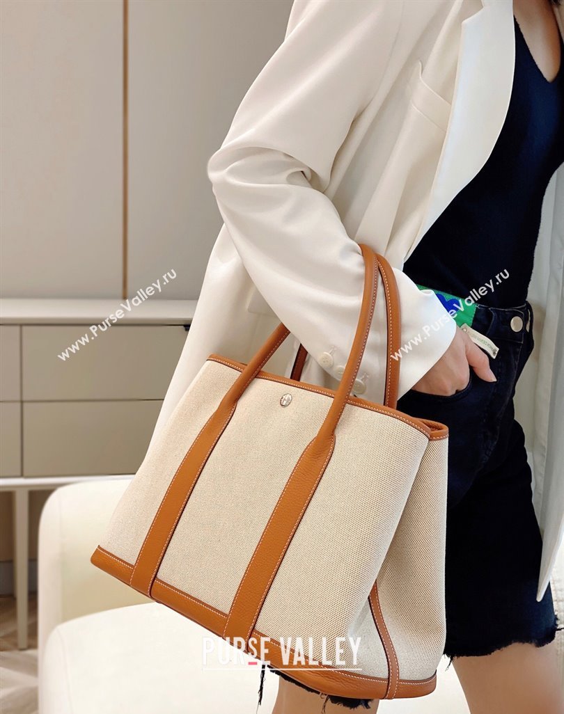 Hermes Garden Party Bag 36cm in Canvas and Grained Leather Beige/Brown 20250522 (FL-250522068)