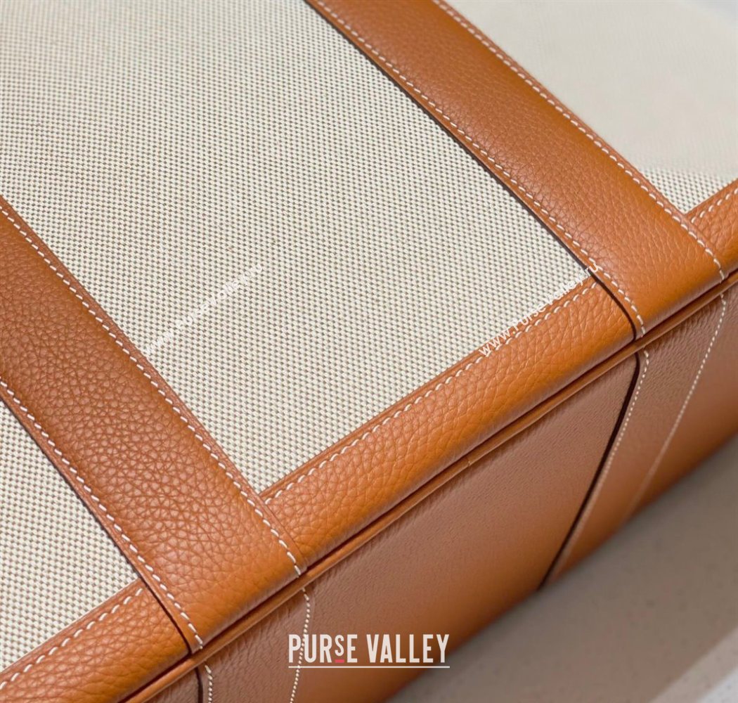 Hermes Garden Party Bag 36cm in Canvas and Grained Leather Beige/Brown 20250522 (FL-250522068)