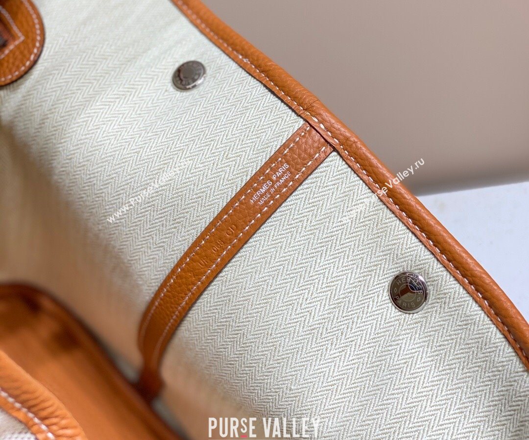 Hermes Garden Party Bag 36cm in Canvas and Grained Leather Beige/Brown 20250522 (FL-250522068)