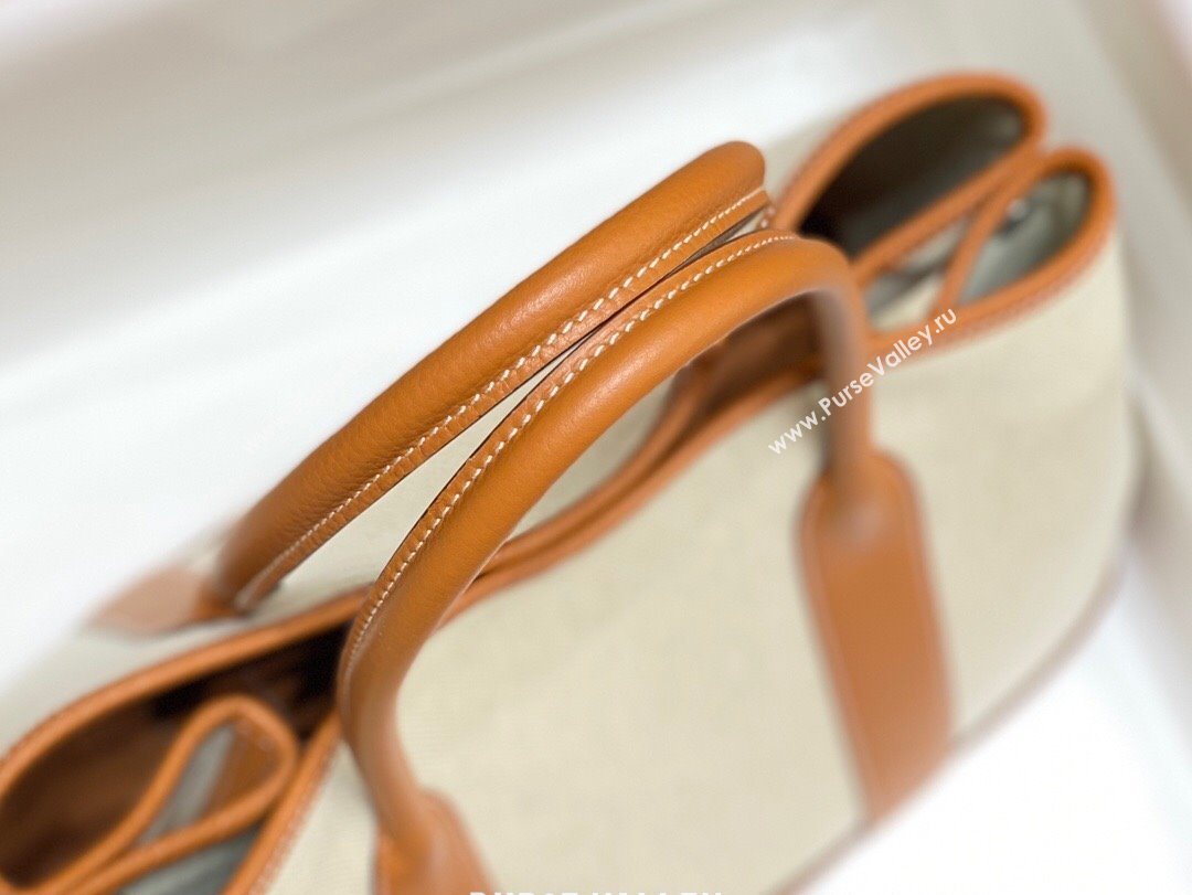 Hermes Garden Party Bag 36cm in Canvas and Grained Leather Beige/Brown 20250522 (FL-250522068)