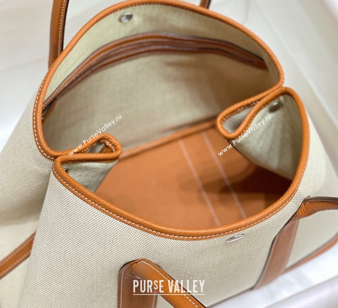 Hermes Garden Party Bag 36cm in Canvas and Grained Leather Beige/Brown 20250522 (FL-250522068)