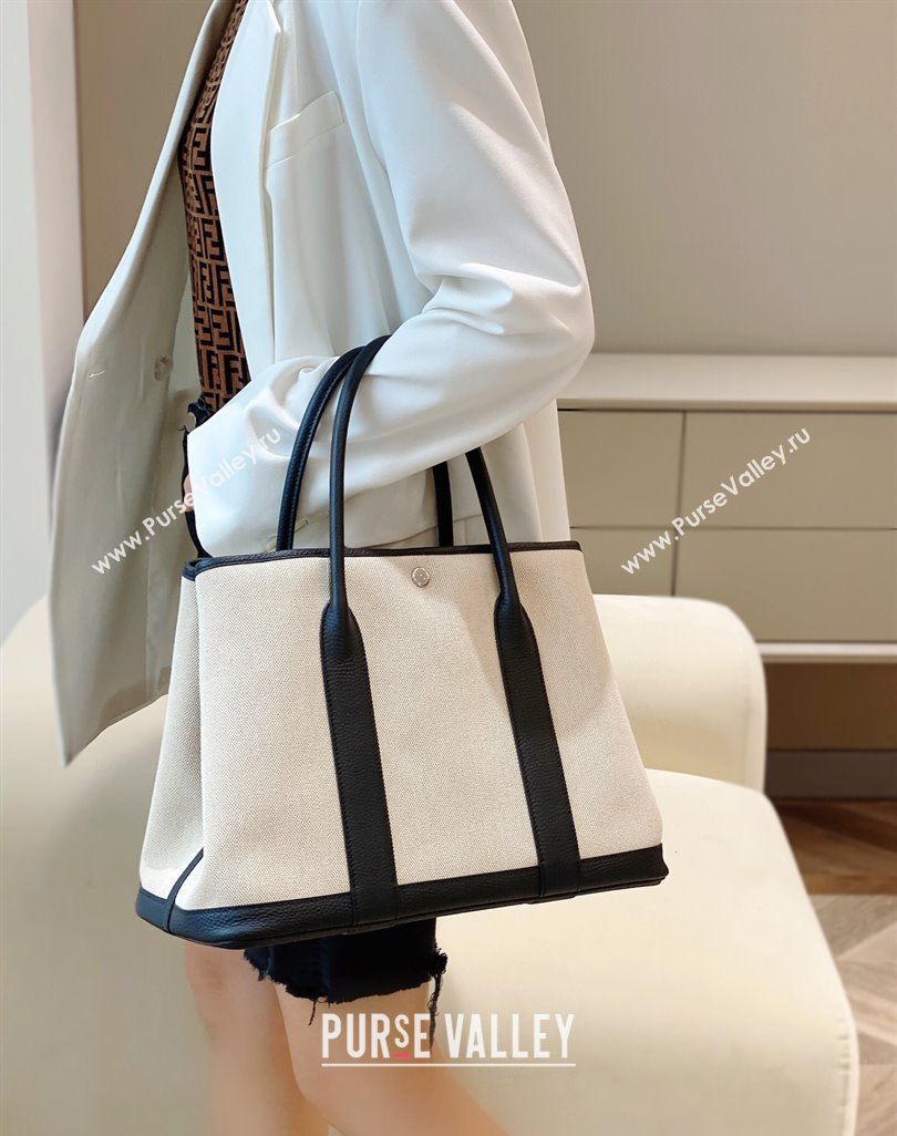 Hermes Garden Party Bag 36cm in Canvas and Grained Leather Beige/Black 20250522 (FL-250522069)