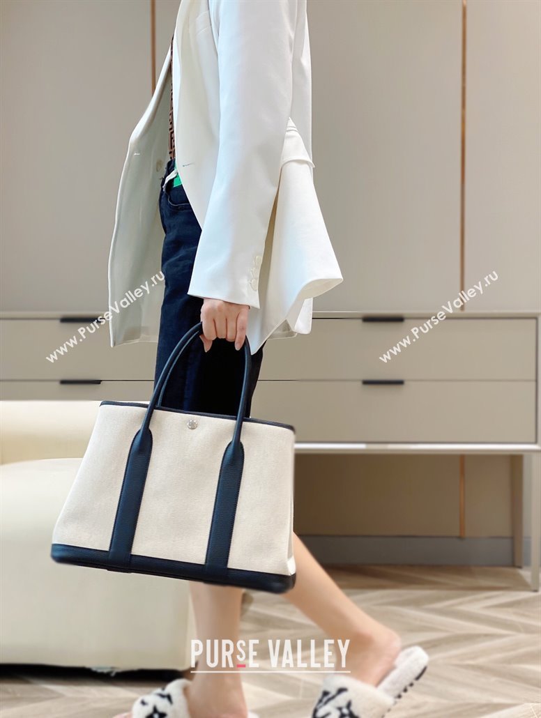 Hermes Garden Party Bag 36cm in Canvas and Grained Leather Beige/Black 20250522 (FL-250522069)