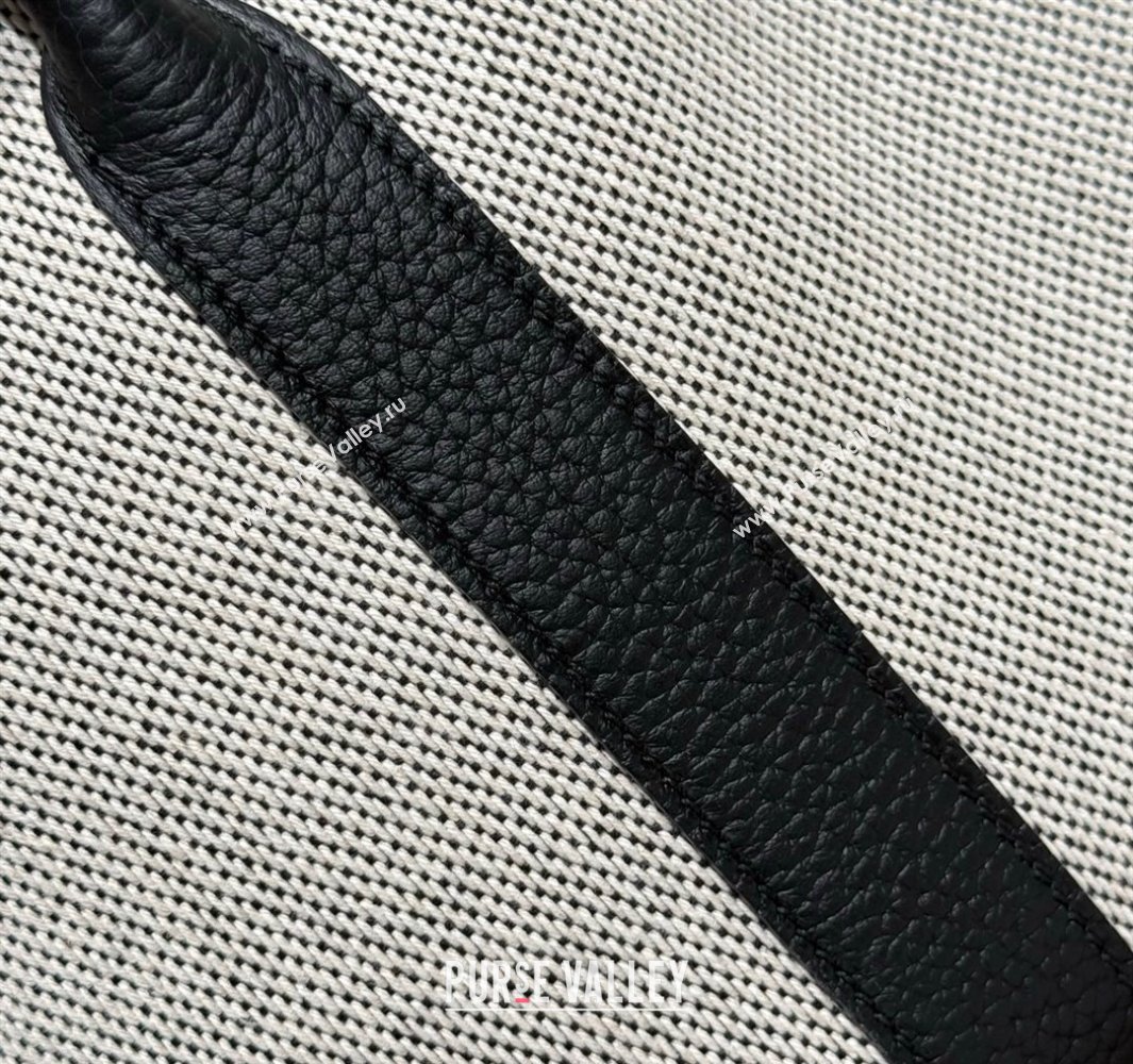 Hermes Garden Party Bag 30cm in Canvas and Grained Leather Grey/Black/Electric Blue 2025 (Half Handmade) (FL-250522070)