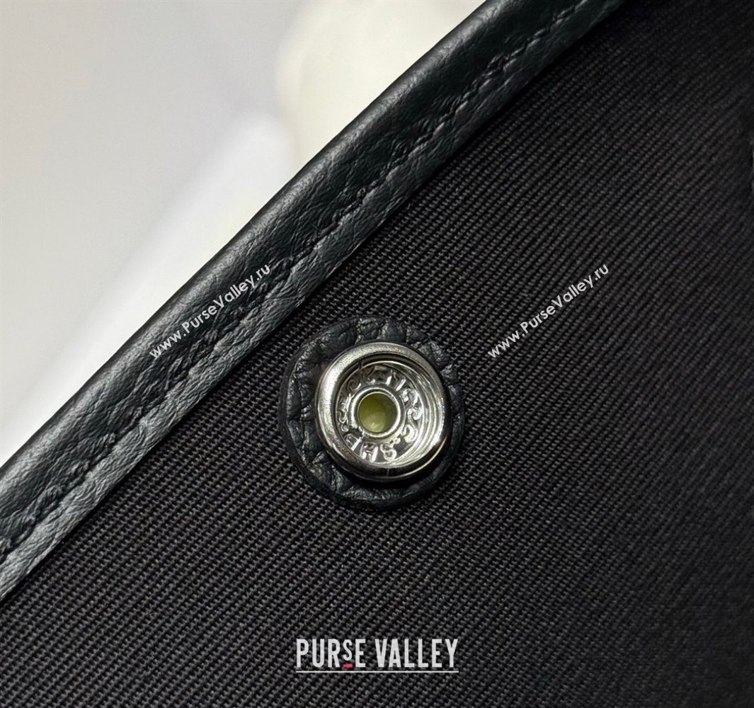 Hermes Garden Party Bag 30cm in Canvas and Grained Leather All Black 2025 (Half Handmade) (FL-250522072)