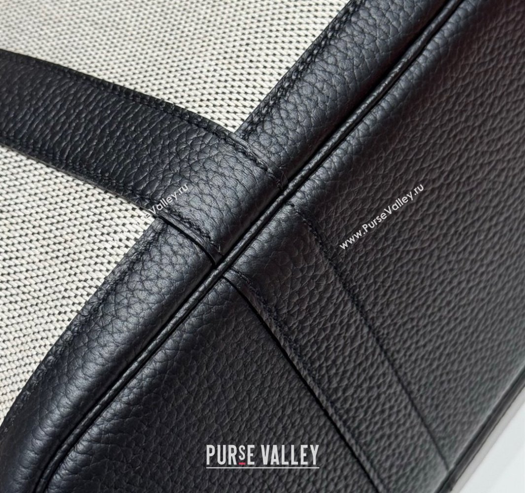 Hermes Garden Party Bag 30cm in Canvas and Grained Leather Grey/Black/Electric Blue 2025 (Half Handmade) (FL-250522070)