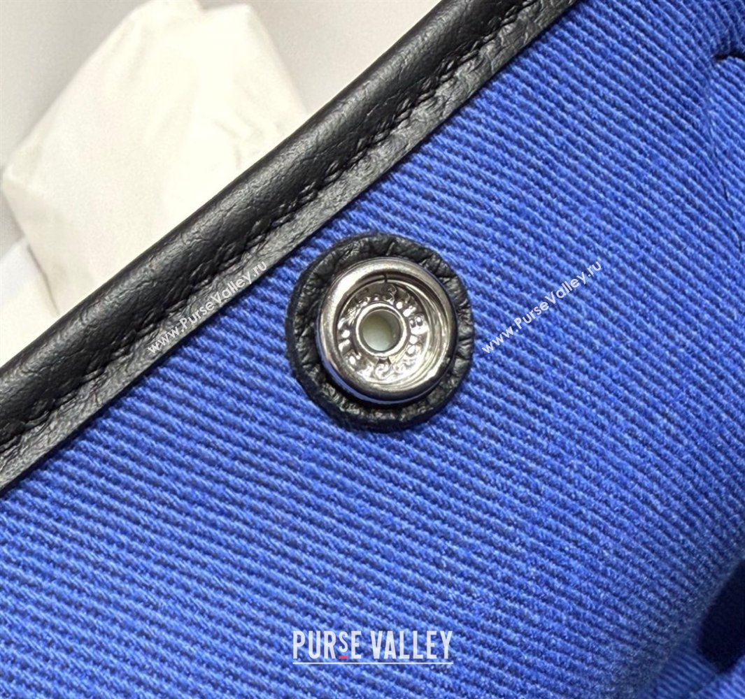 Hermes Garden Party Bag 30cm in Canvas and Grained Leather Grey/Black/Electric Blue 2025 (Half Handmade) (FL-250522070)