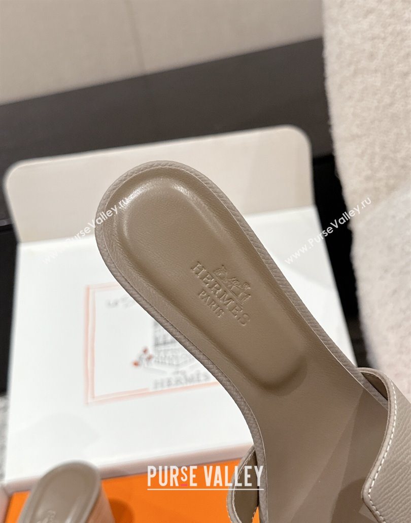 Hermes Classic Oasis Heel Slides Sandal 4.5cm in Palm Grained Leather Grey 01 2025 0606 (MD-250606074)