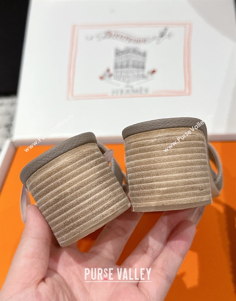 Hermes Classic Oasis Heel Slides Sandal 4.5cm in Palm Grained Leather Grey 01 2025 0606 (MD-250606074)