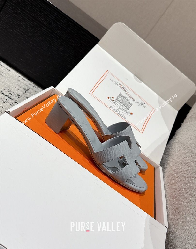 Hermes Classic Oasis Heel Slides Sandal 4.5cm in Palm Grained Leather Grey 02 2025 0606 (MD-250606075)