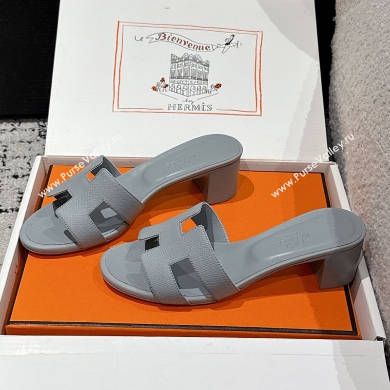 Hermes Classic Oasis Heel Slides Sandal 4.5cm in Palm Grained Leather Grey 02 2025 0606 (MD-250606075)