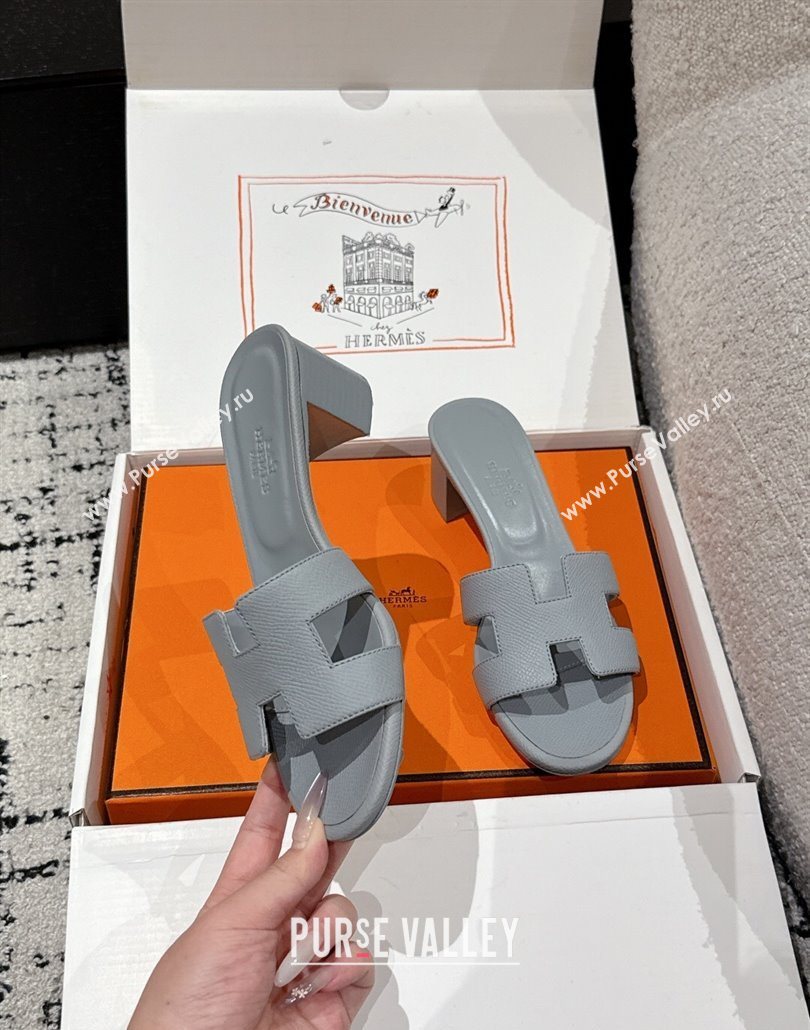 Hermes Classic Oasis Heel Slides Sandal 4.5cm in Palm Grained Leather Grey 02 2025 0606 (MD-250606075)
