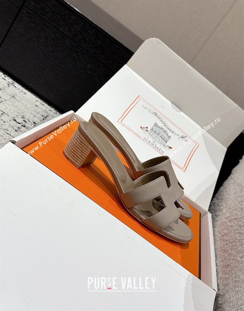 Hermes Classic Oasis Heel Slides Sandal 4.5cm in Palm Grained Leather Grey 03 2025 0606 (MD-250606076)