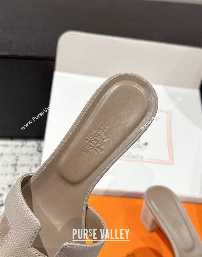 Hermes Classic Oasis Heel Slides Sandal 4.5cm in Palm Grained Leather Grey 03 2025 0606 (MD-250606076)
