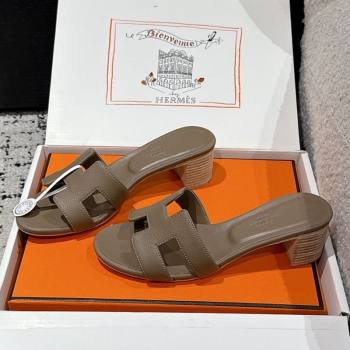 Hermes Classic Oasis Heel Slides Sandal 4.5cm in Palm Grained Leather Grey 04 2025 0606 (MD-250606077)