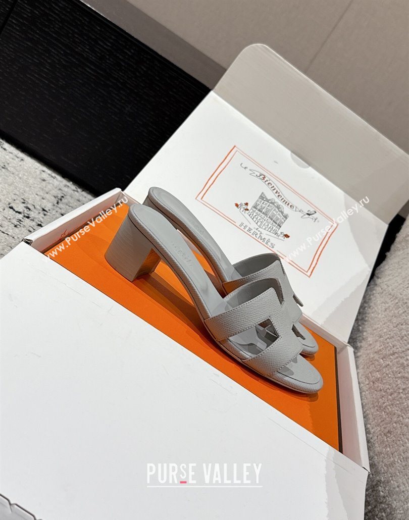 Hermes Classic Oasis Heel Slides Sandal 4.5cm in Palm Grained Leather Grey 05 2025 0606 (MD-250606078)