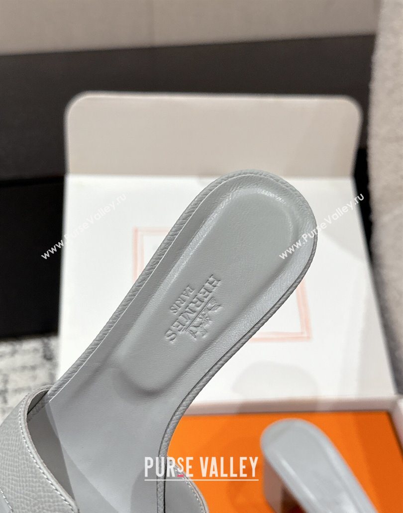 Hermes Classic Oasis Heel Slides Sandal 4.5cm in Palm Grained Leather Grey 05 2025 0606 (MD-250606078)