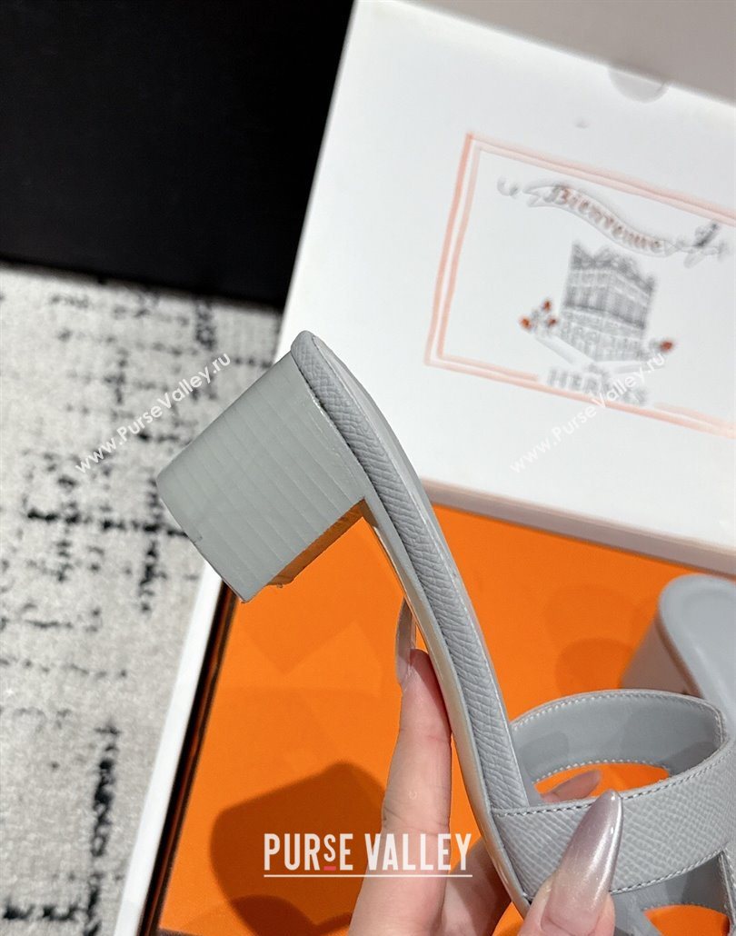 Hermes Classic Oasis Heel Slides Sandal 4.5cm in Palm Grained Leather Grey 05 2025 0606 (MD-250606078)