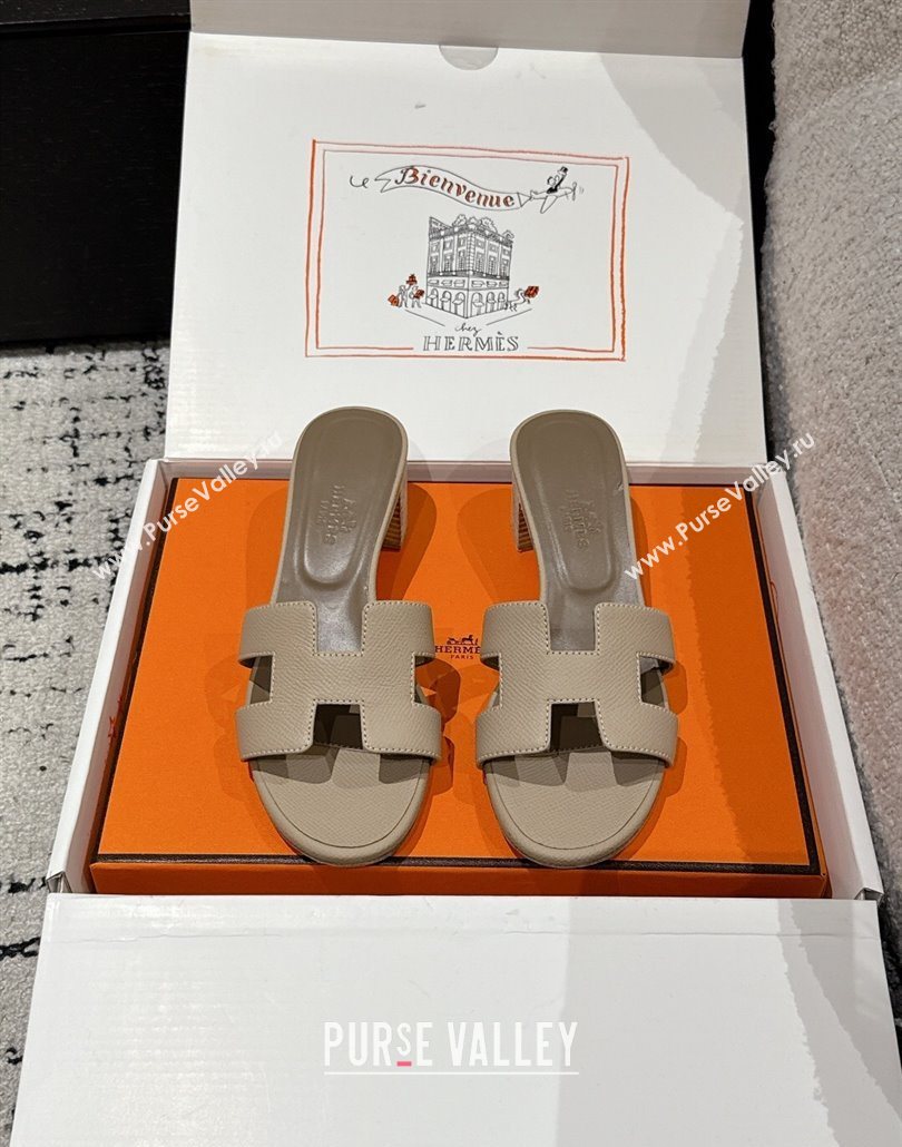 Hermes Classic Oasis Heel Slides Sandal 4.5cm in Palm Grained Leather Beige 07 2025 0606 (MD-250606080)