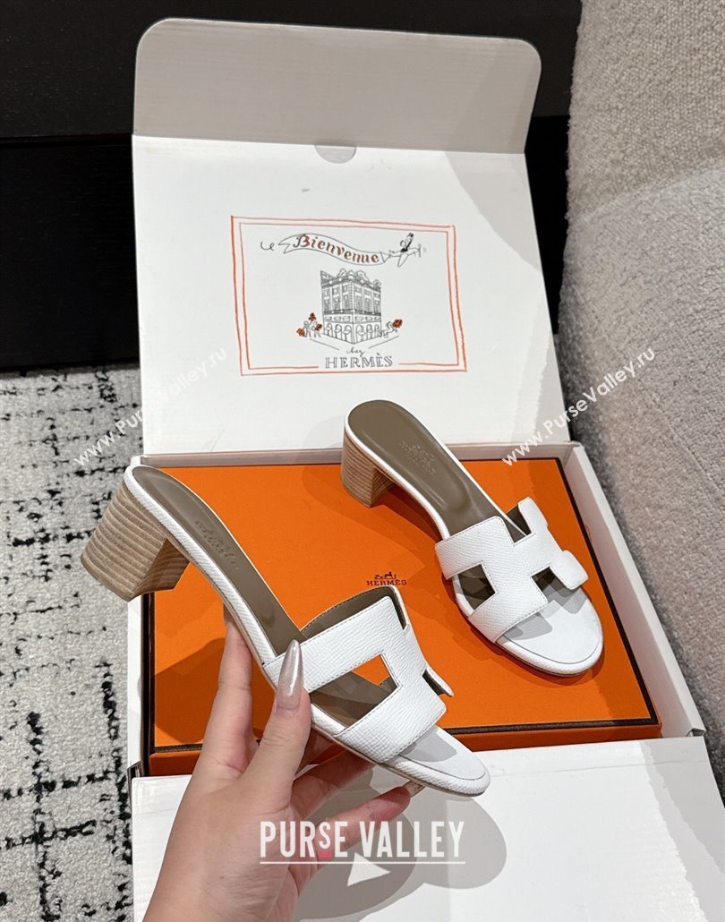 Hermes Classic Oasis Heel Slides Sandal 4.5cm in Palm Grained Leather White 09 2025 0606 (MD-250606082)