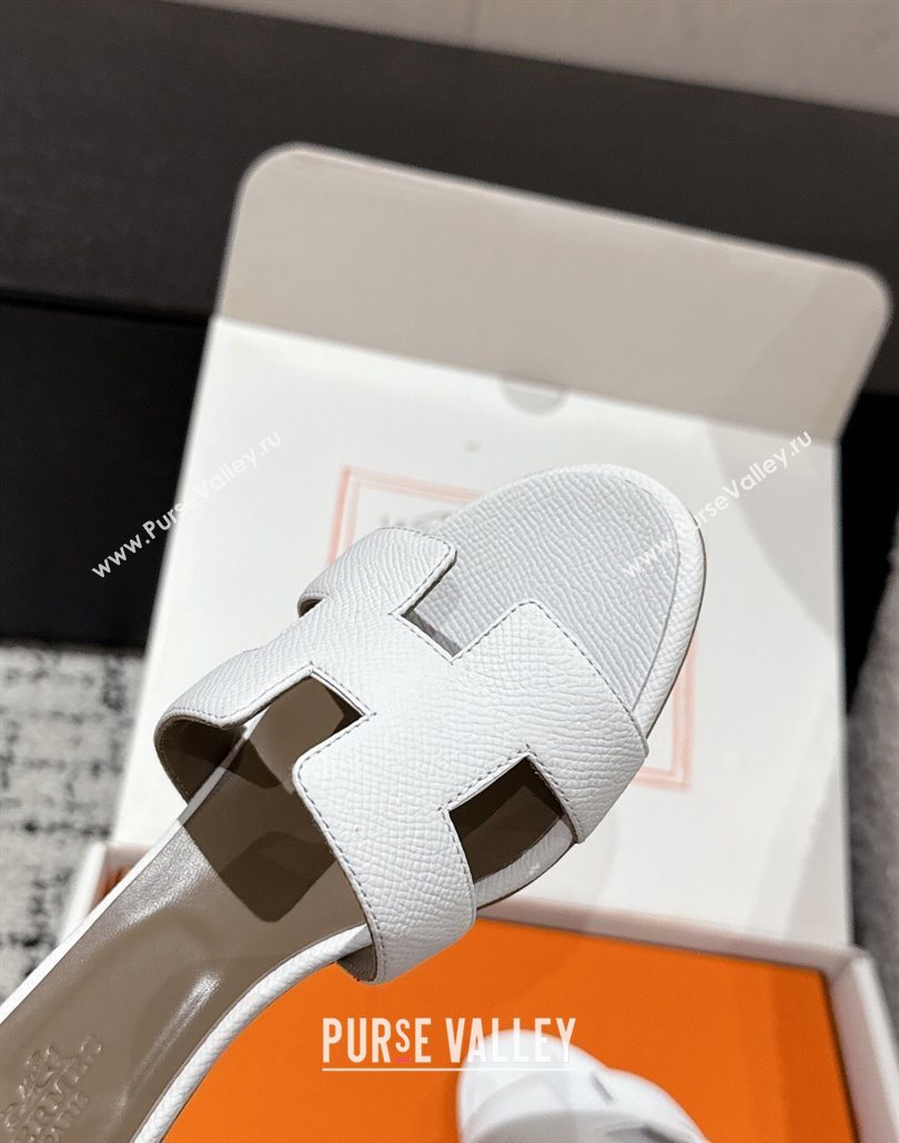 Hermes Classic Oasis Heel Slides Sandal 4.5cm in Palm Grained Leather White 09 2025 0606 (MD-250606082)