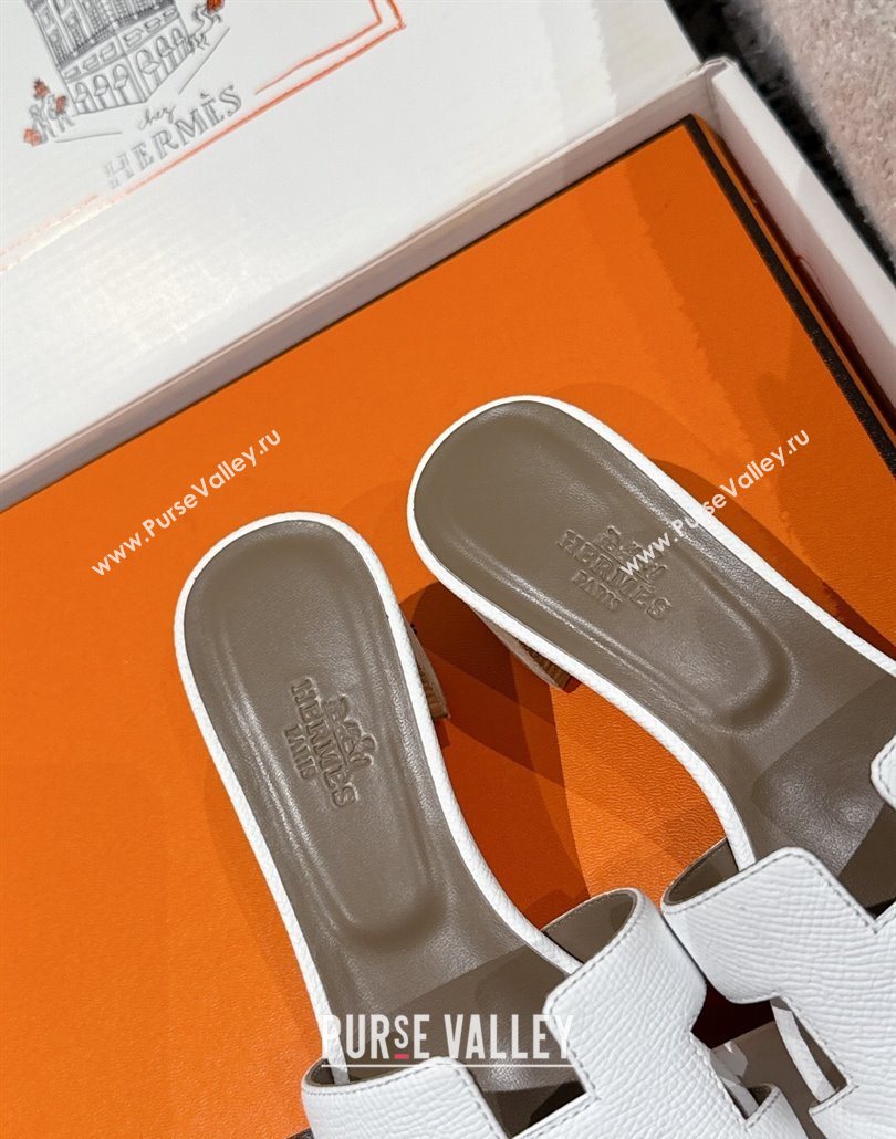 Hermes Classic Oasis Heel Slides Sandal 4.5cm in Palm Grained Leather White 09 2025 0606 (MD-250606082)