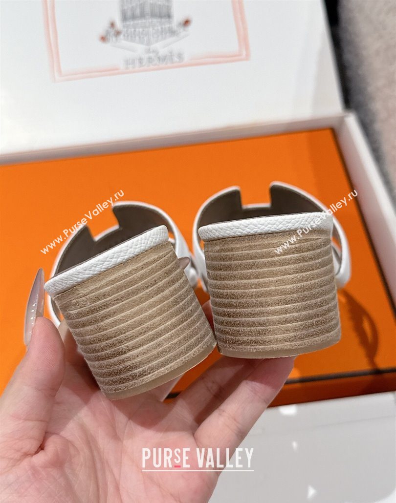 Hermes Classic Oasis Heel Slides Sandal 4.5cm in Palm Grained Leather White 09 2025 0606 (MD-250606082)