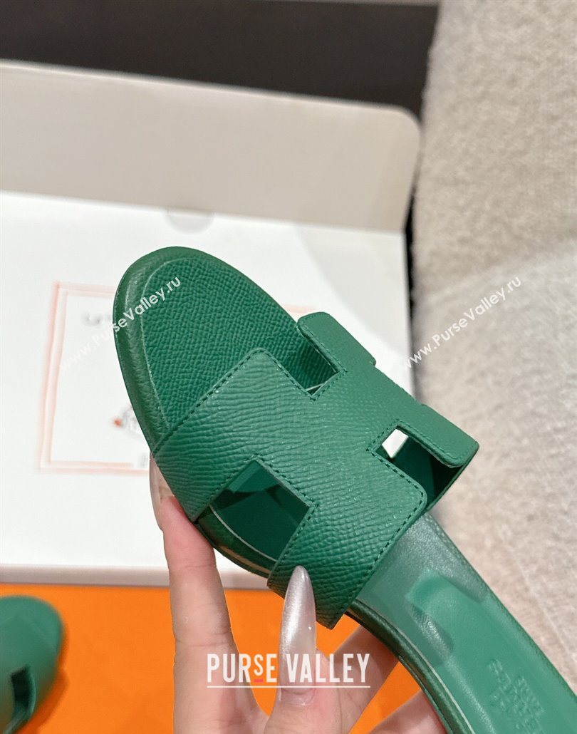 Hermes Classic Oasis Heel Slides Sandal 4.5cm in Palm Grained Leather Green 10 2025 0606 (MD-250606083)