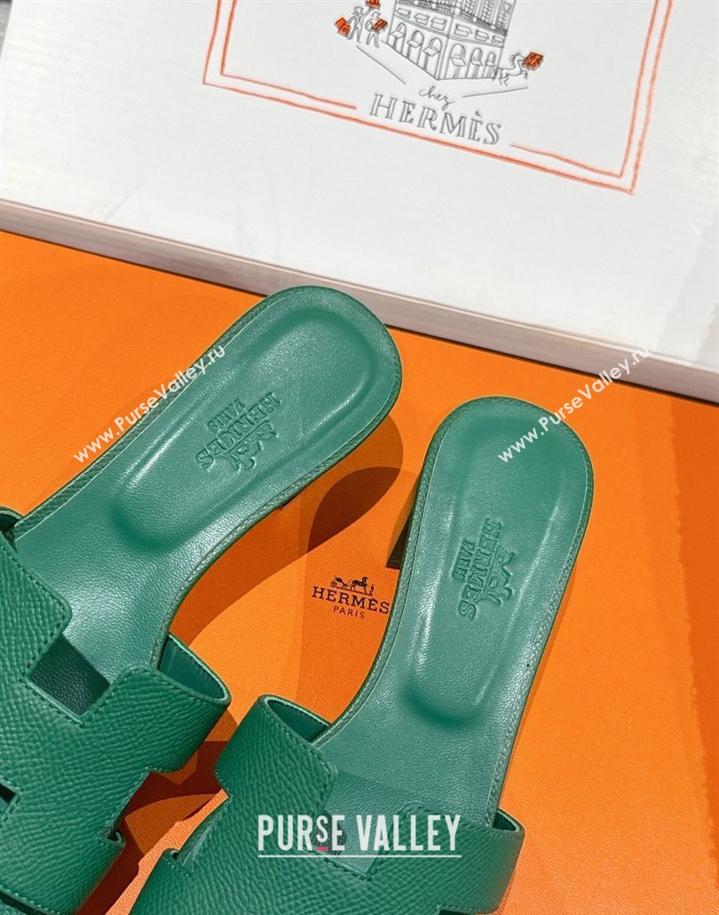 Hermes Classic Oasis Heel Slides Sandal 4.5cm in Palm Grained Leather Green 10 2025 0606 (MD-250606083)