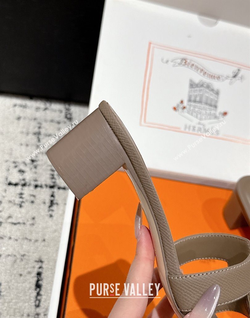 Hermes Classic Oasis Heel Slides Sandal 4.5cm in Palm Grained Leather Grey 13 2025 0606 (MD-250606086)
