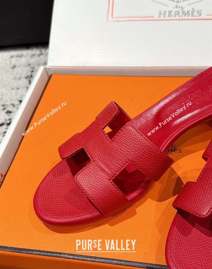 Hermes Classic Oasis Heel Slides Sandal 4.5cm in Palm Grained Leather Red 14 2025 0606 (MD-250606087)