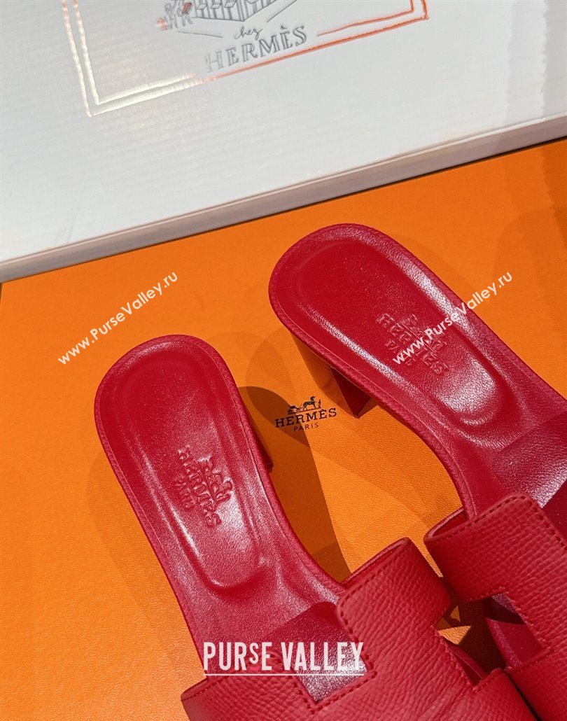 Hermes Classic Oasis Heel Slides Sandal 4.5cm in Palm Grained Leather Red 14 2025 0606 (MD-250606087)