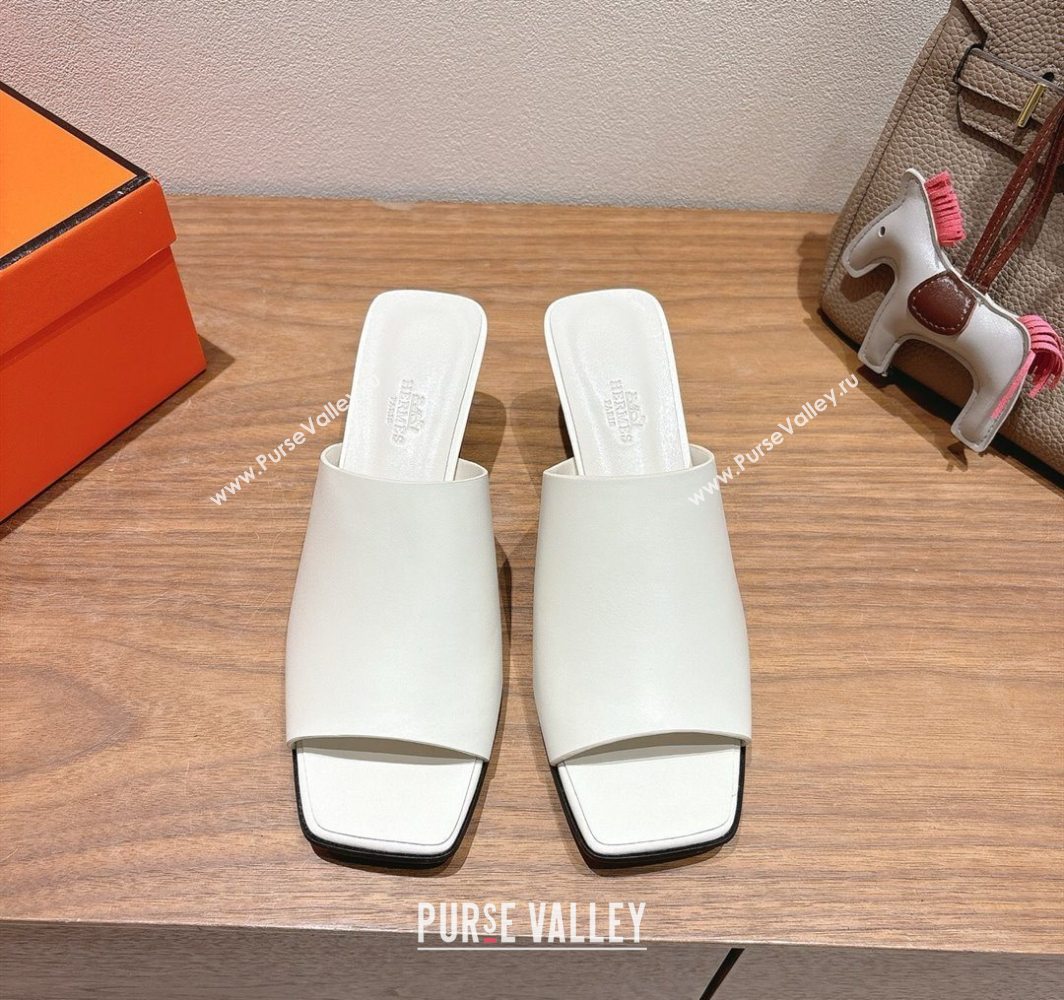 Hermes Kristal Heel Slides Sandal in Nappa Leather White 2025 (MD-250606070)