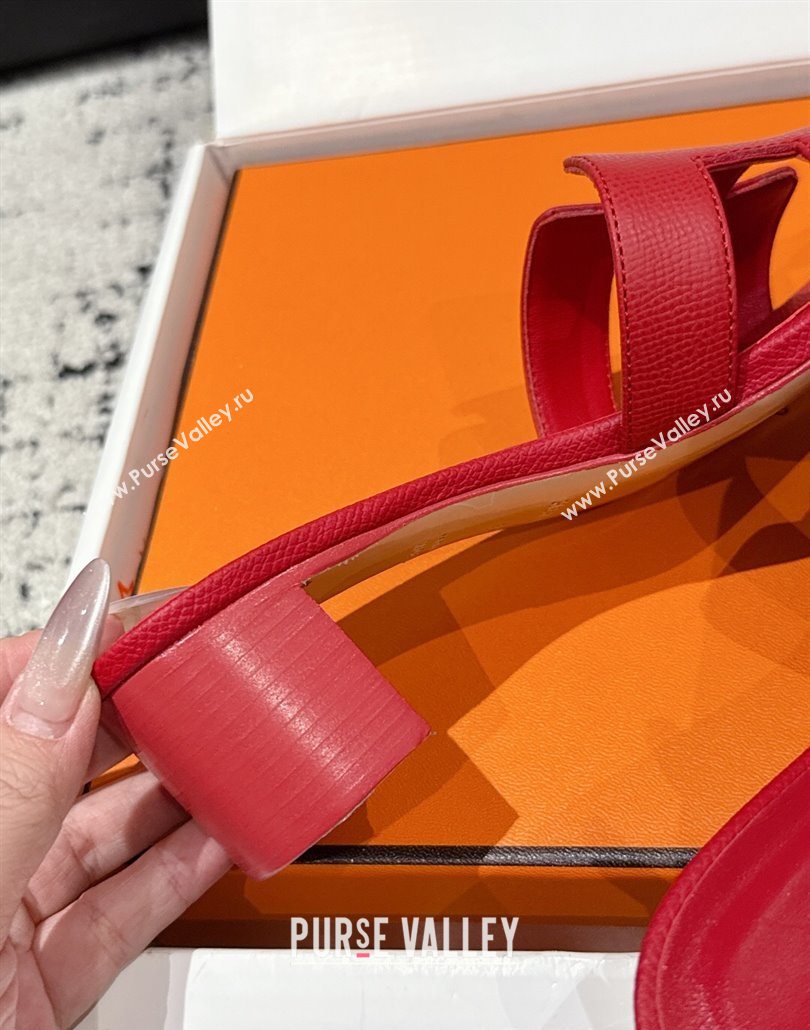 Hermes Classic Oasis Heel Slides Sandal 4.5cm in Palm Grained Leather Red 14 2025 0606 (MD-250606087)